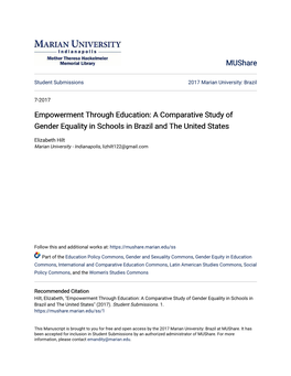 Empowerment Through Education: a Comparative Study of Gender Equality in Schools in Brazil and the United States
