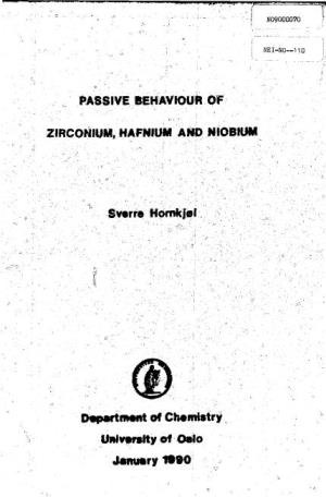 Passive Behaviour of Zirconium, Hafnium and Niobium