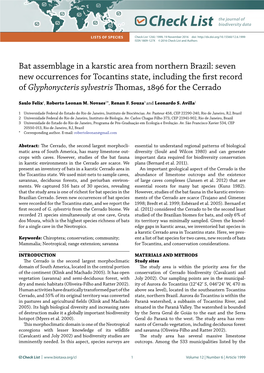 Bat Assemblage in a Karstic Area from Northern Brazil: Seven New