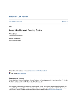 Current Problems of Freezing Control
