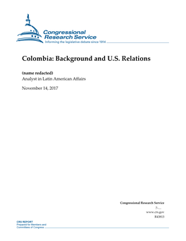 Colombia: Background and U.S