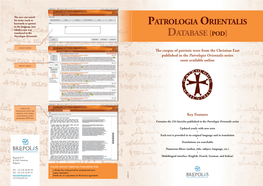 Patrologia Orientalis Database [Pod]