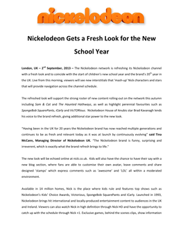 Nickelodeon Gets a Fresh Look for the New School Year