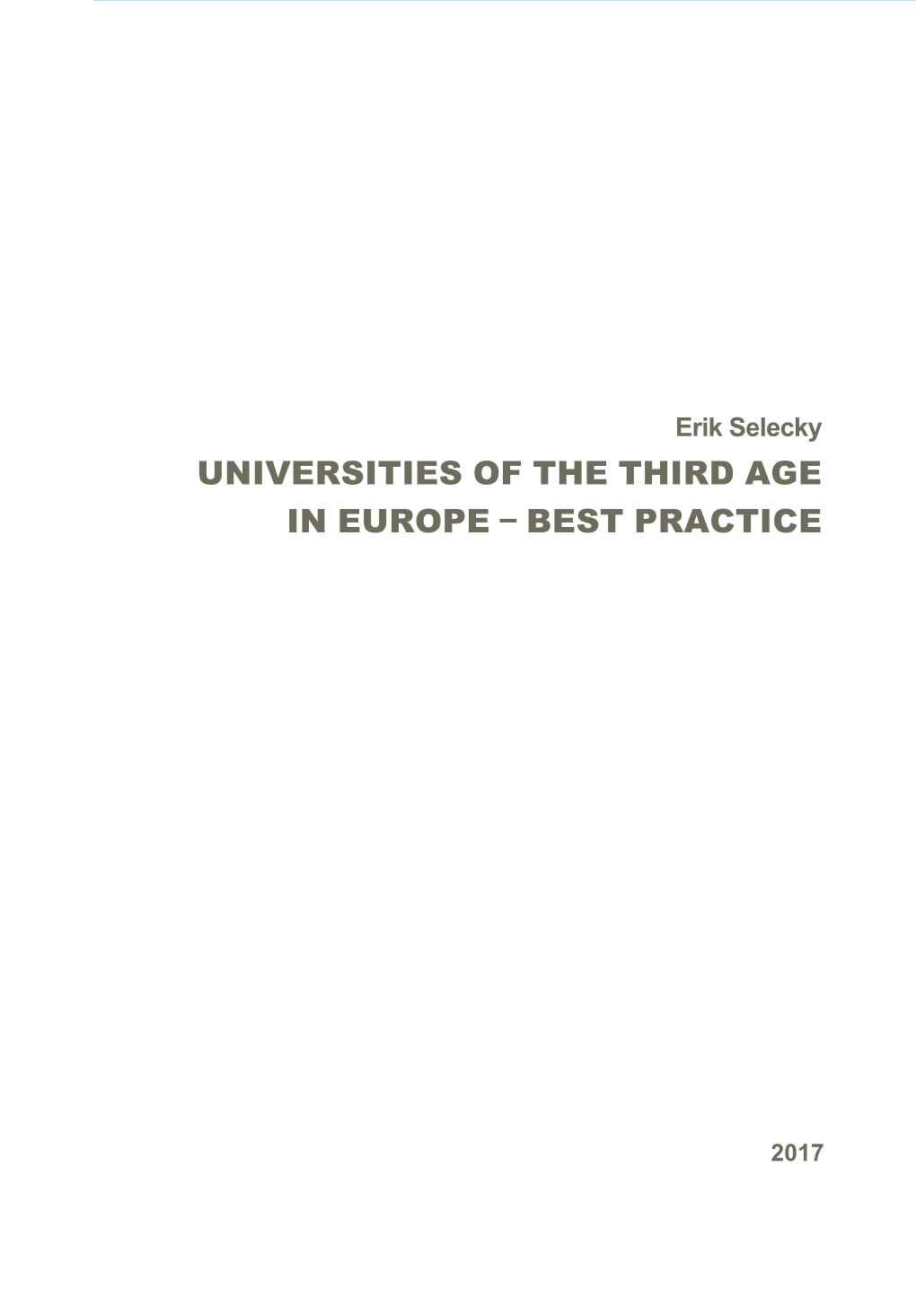 Universities of the Third Age in Europe – Best Practice