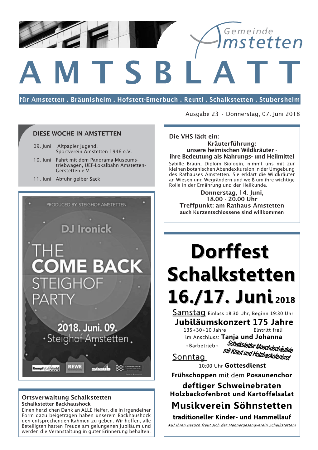 AMTSBLATT Fürfür Amstettenamstetten