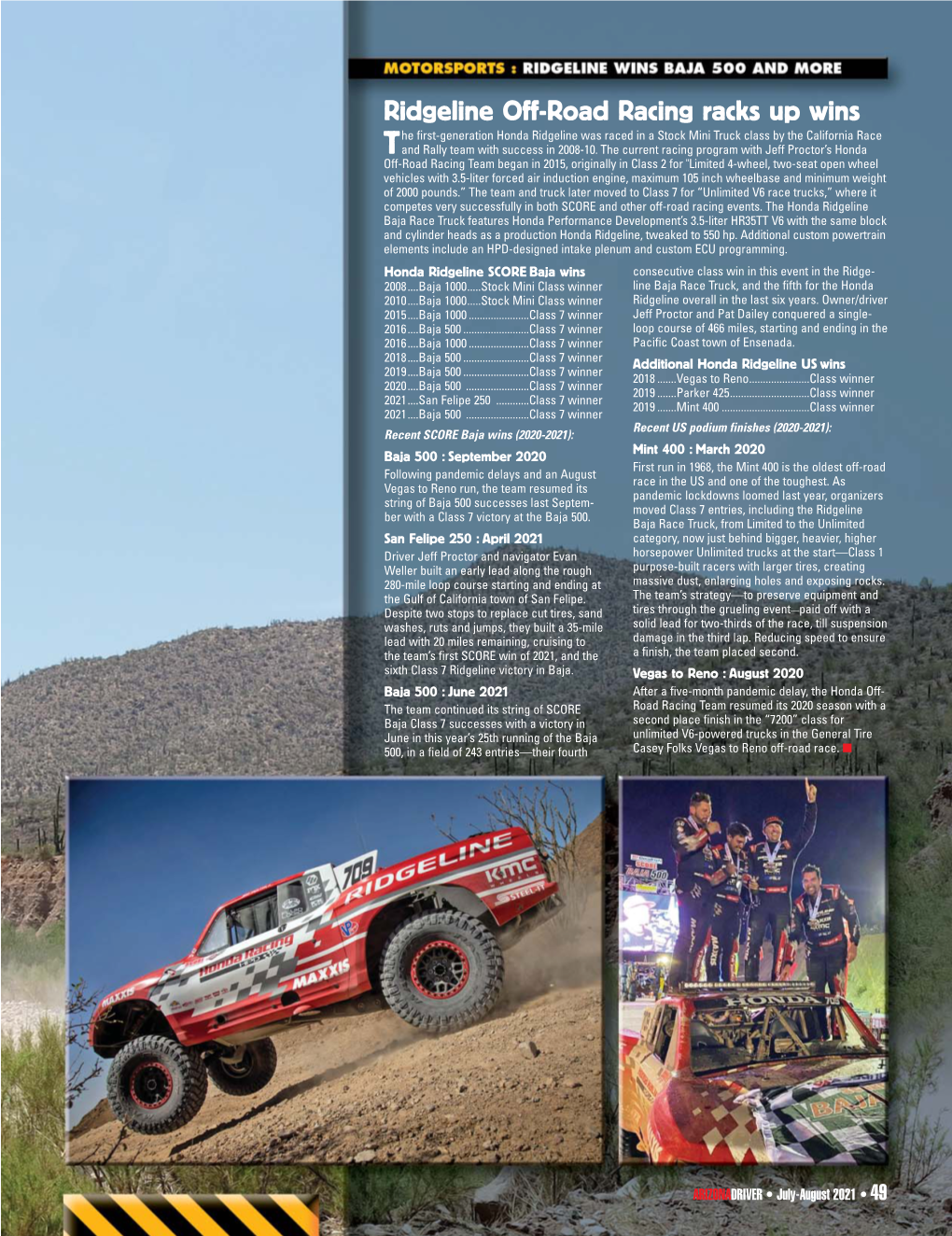 Ridgeline Off-Road Racing Racks up Wins