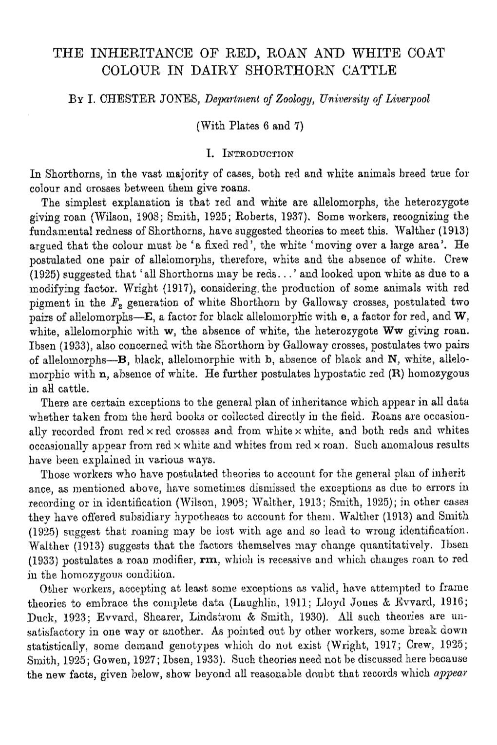 The Inheritance of Red, Roan and White Coat Colour in Dairy Shorthorn Cattle