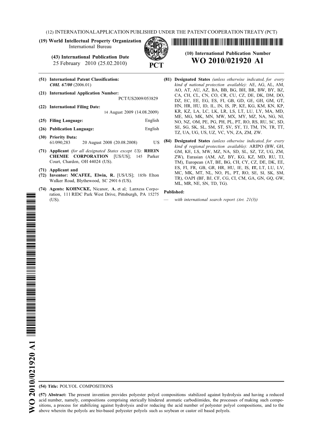 WO 2010/021920 Al