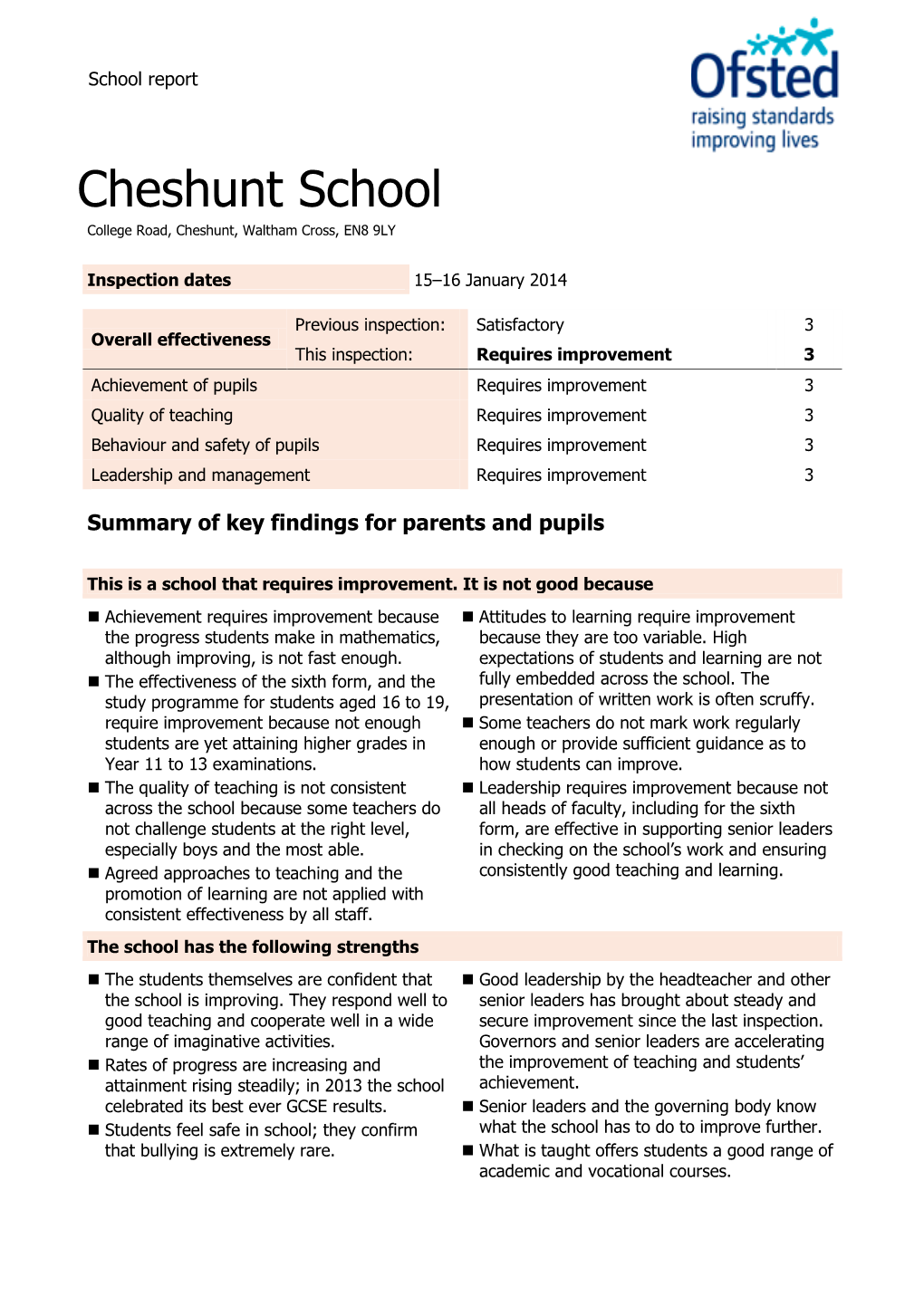 Cheshunt School College Road, Cheshunt, Waltham Cross, EN8 9LY