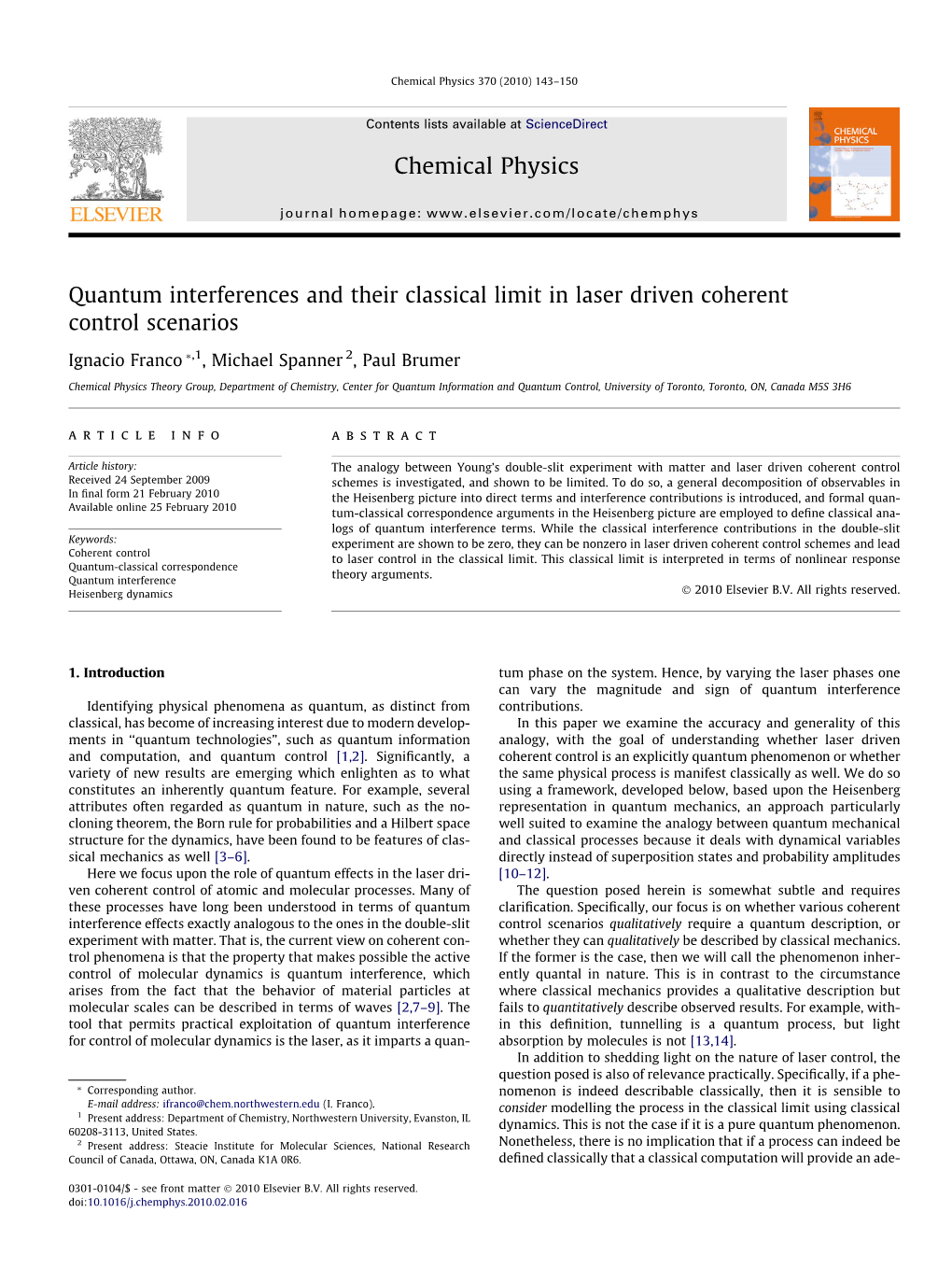 Quantum Interferences and Their Classical Limit in Laser Driven Coherent Control Scenarios