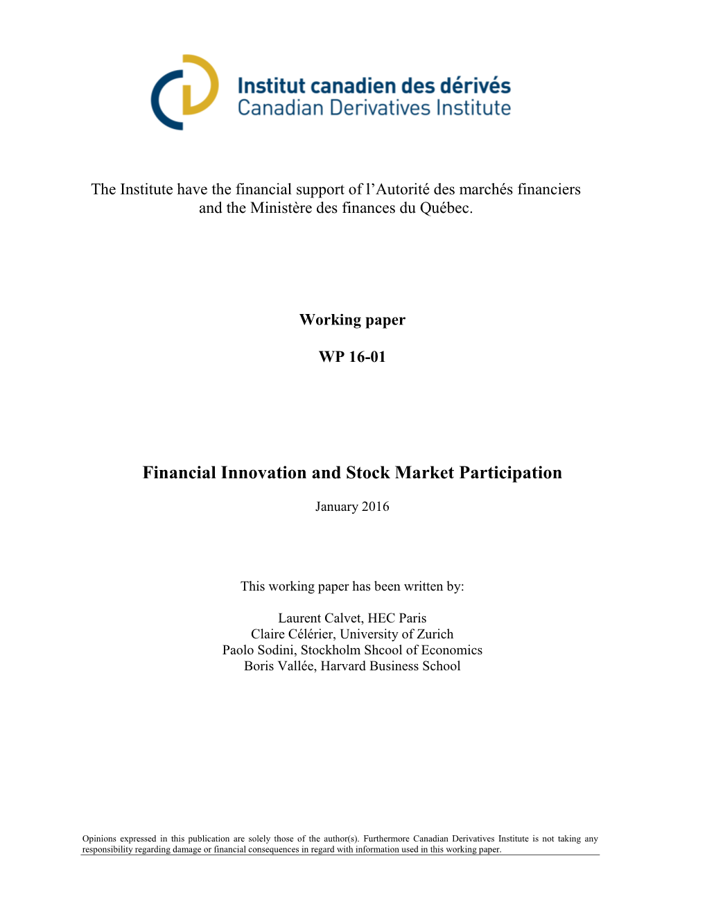 Financial Innovation and Stock Market Participation