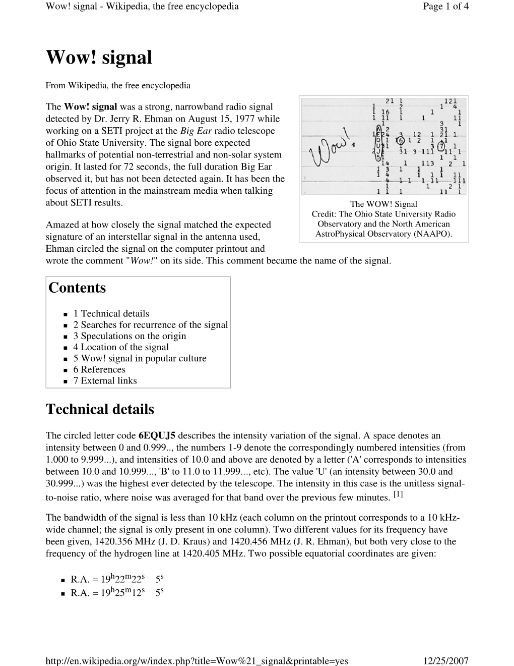 Wow! Signal - Wikipedia, the Free Encyclopedia Page 1 of 4