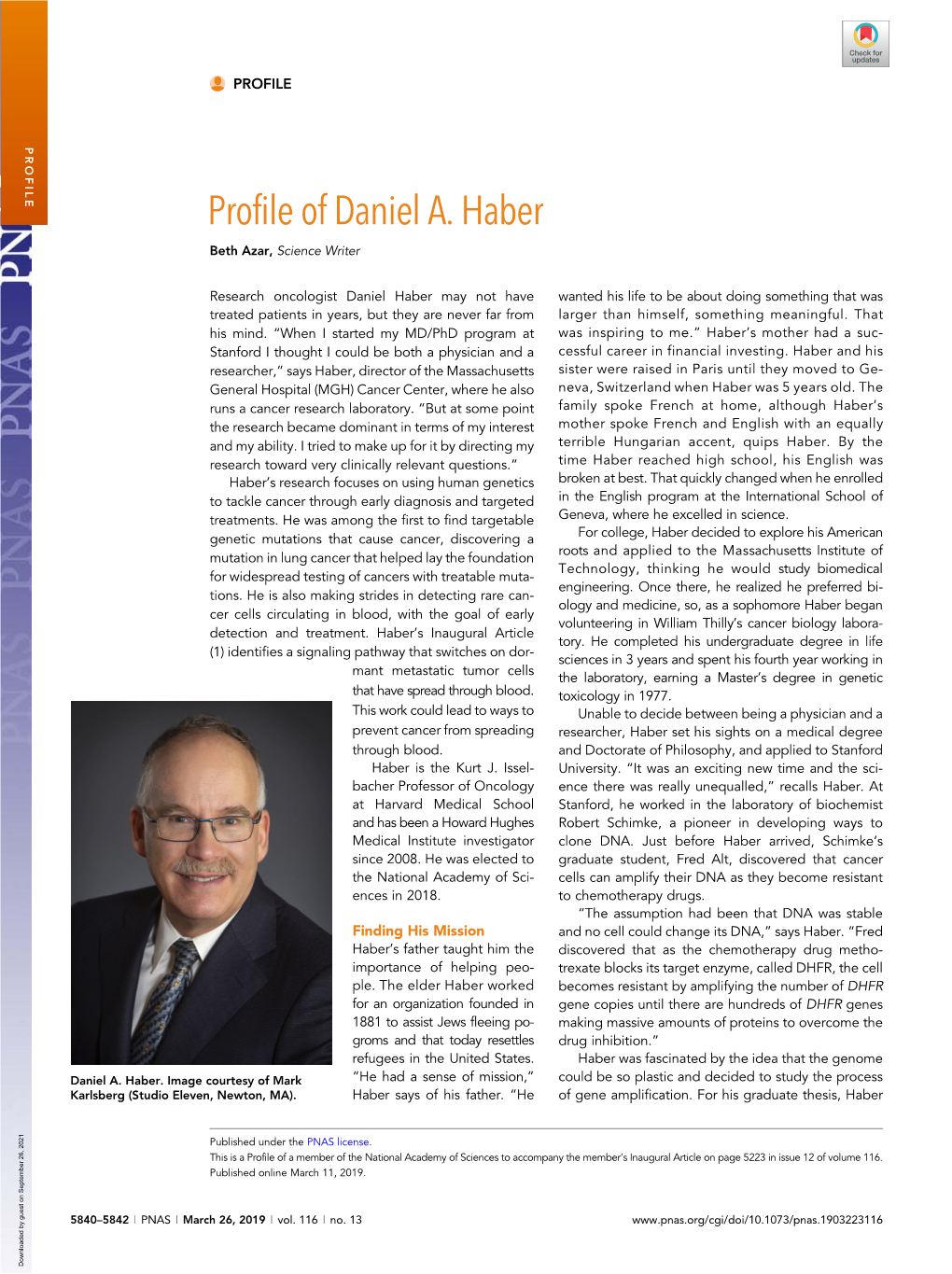 Profile of Daniel A. Haber