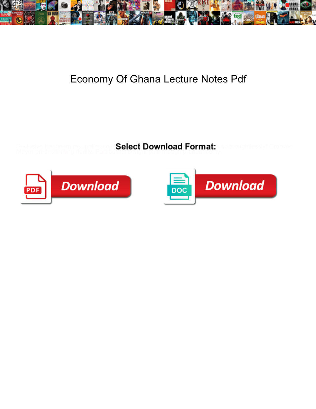 Economy of Ghana Lecture Notes Pdf