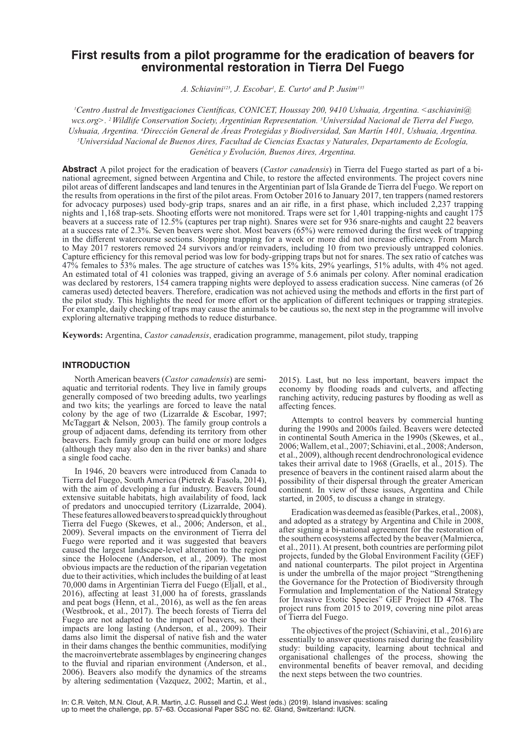 First Results from a Pilot Programme for the Eradication of Beavers for Environmental Restoration in Tierra Del Fuego