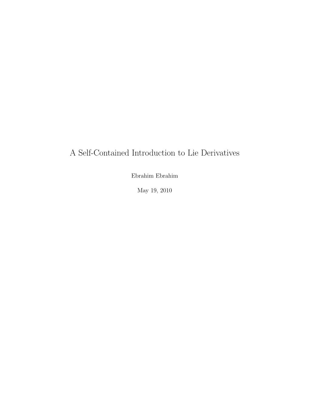 Lie Derivatives