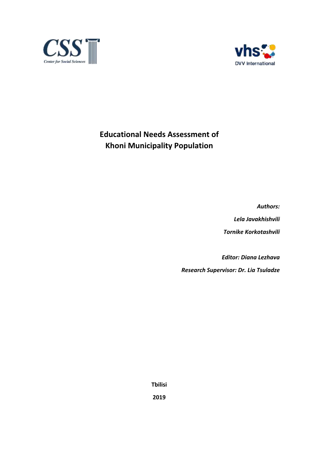 Educational Needs Assessment of Khoni Municipality Population