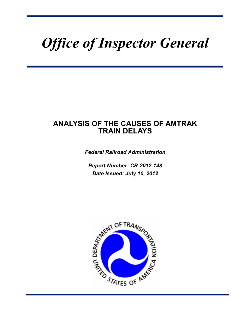 Analysis of the Causes of Amtrak Train Delays