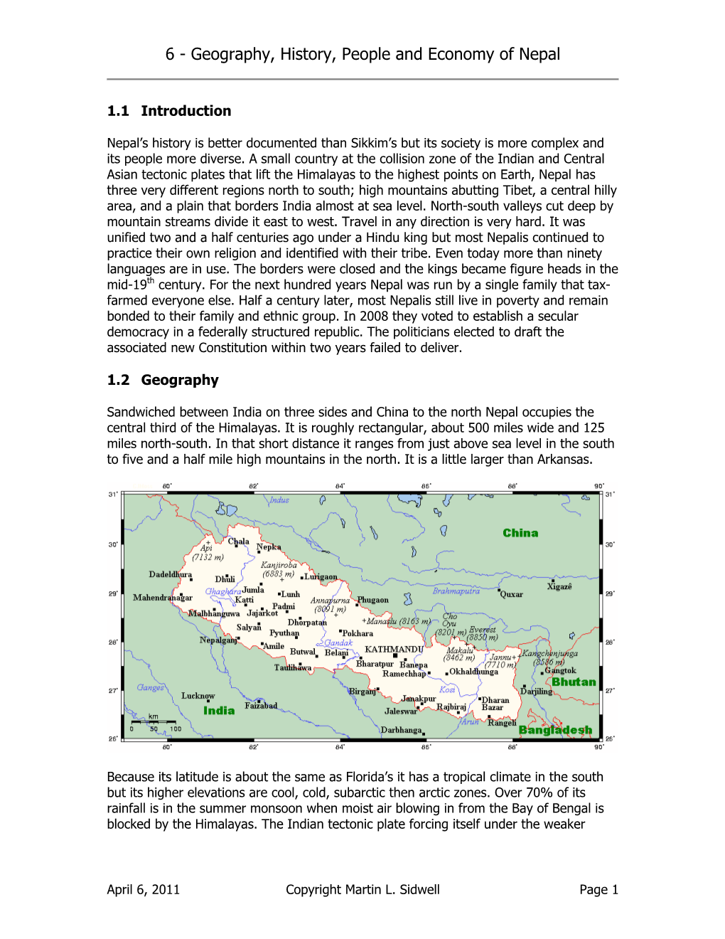 Geography, History, People and Economy of Nepal