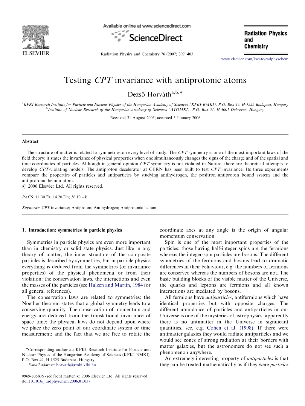 Testing CPT Invariance with Antiprotonic Atoms