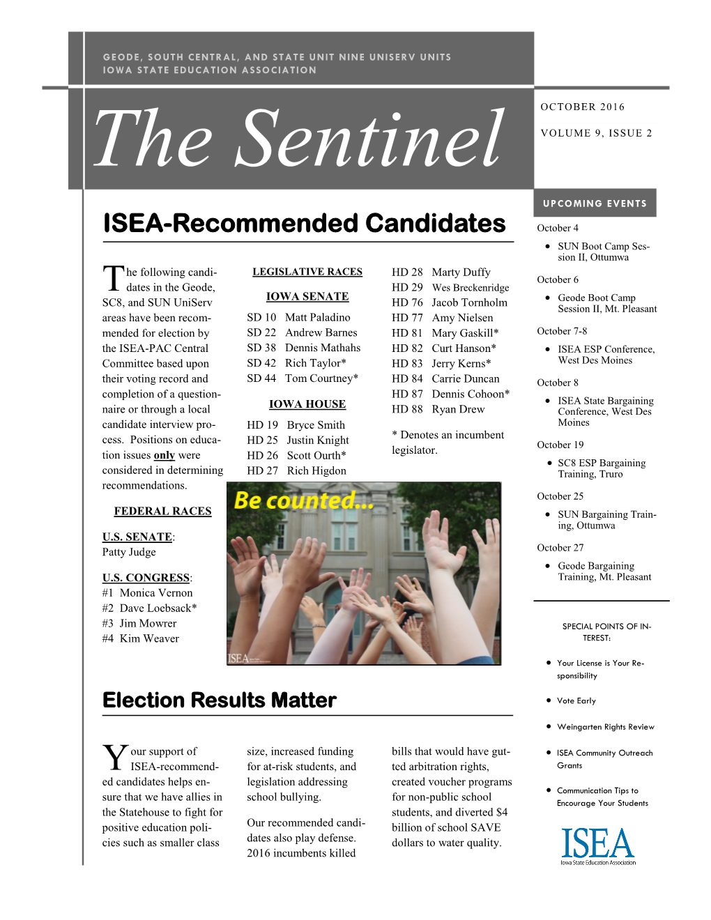 ISEA-Recommended Candidates