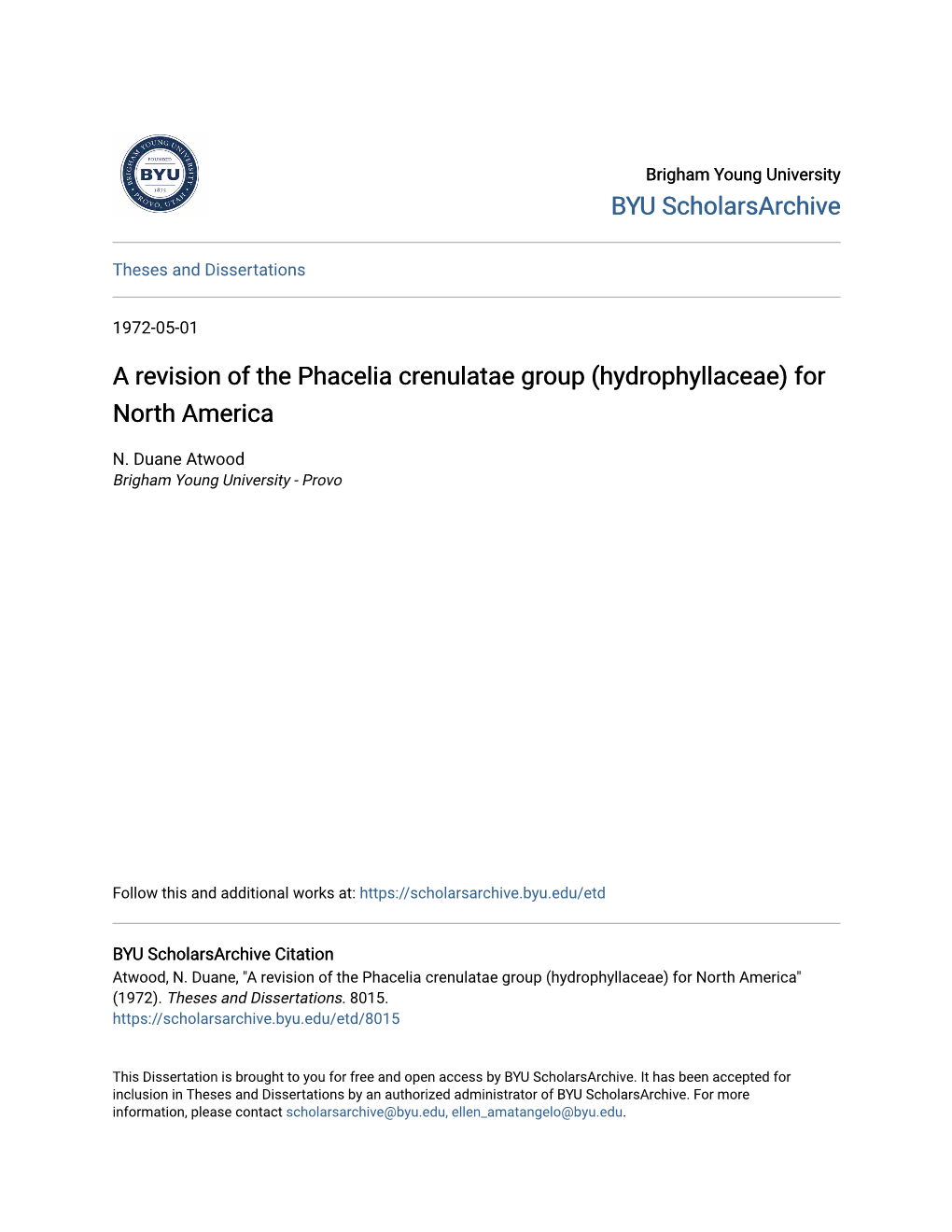A Revision of the Phacelia Crenulatae Group (Hydrophyllaceae) for North America