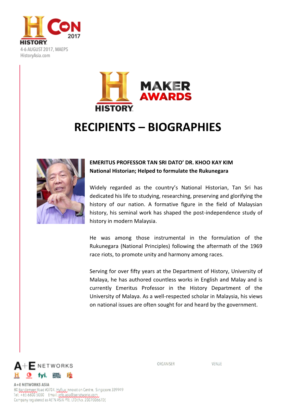 Recipients – Biographies