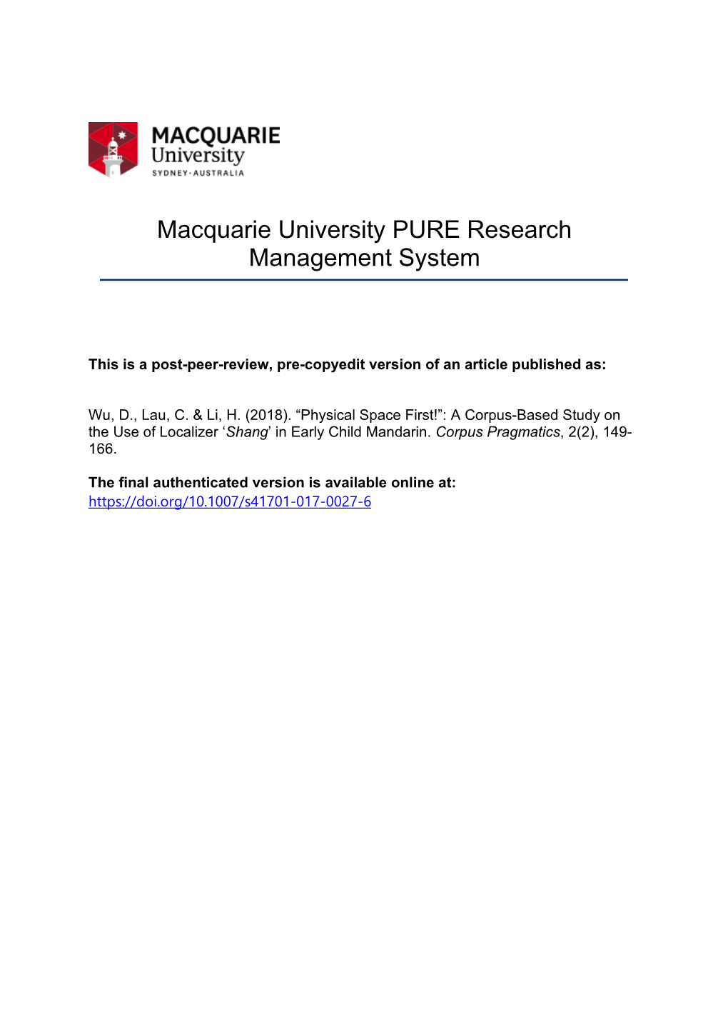 Macquarie University PURE Research Management System