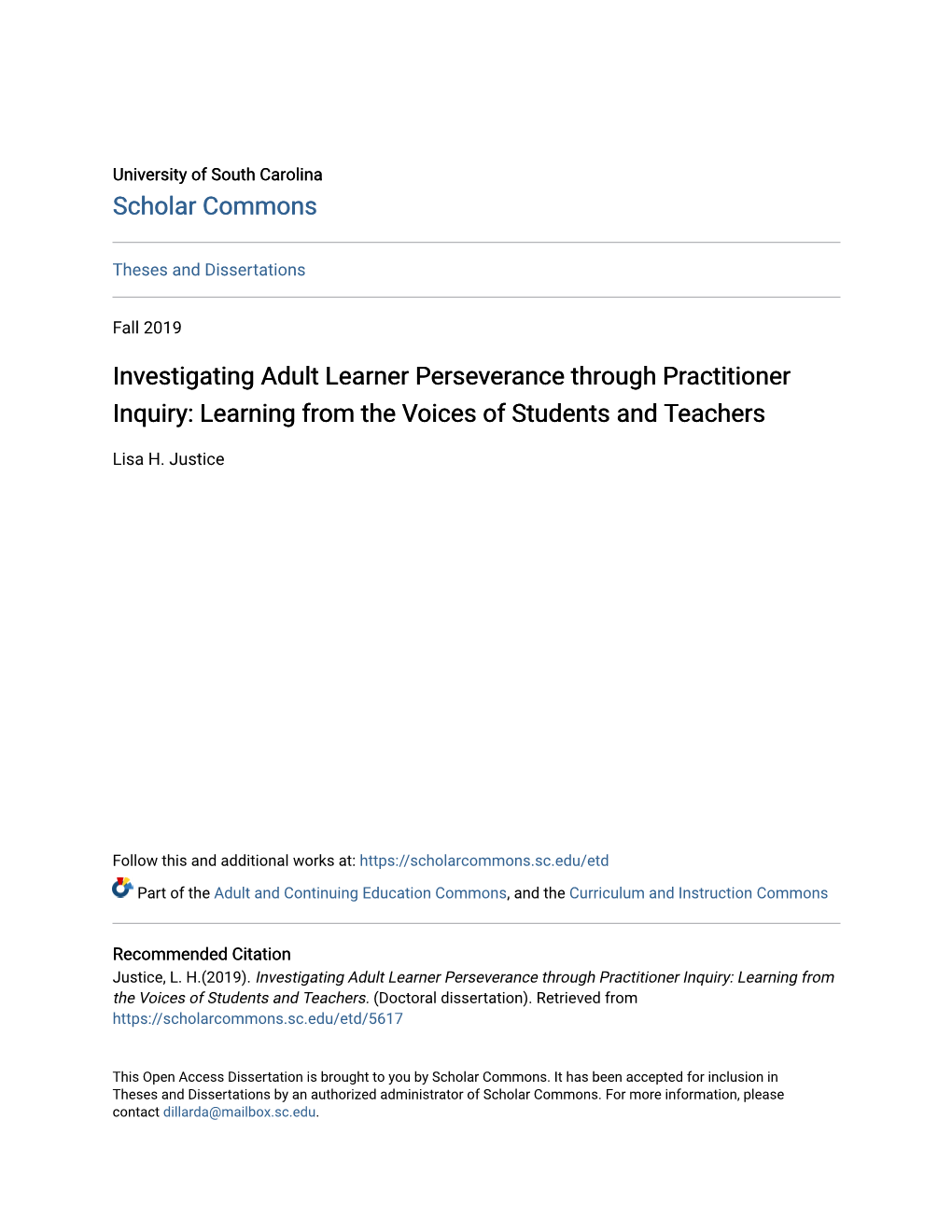 Investigating Adult Learner Perseverance Through Practitioner Inquiry: Learning from the Voices of Students and Teachers