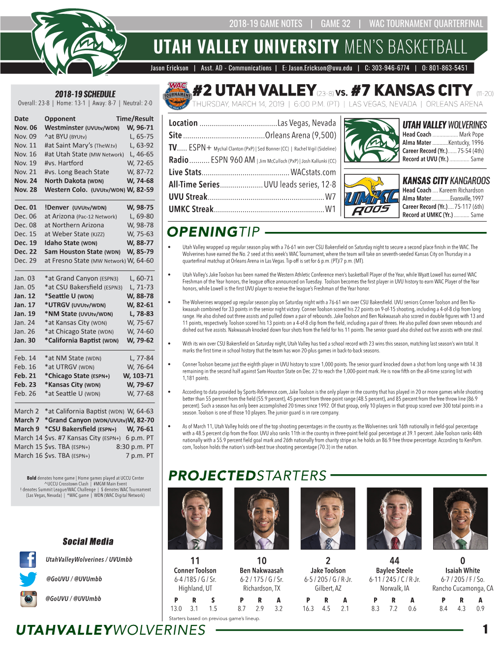 Utah Valley University Men's Basketball