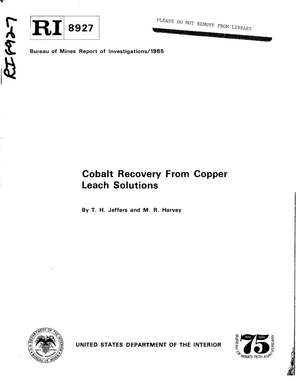 Cobalt Recovery from Copper Leach Solutions