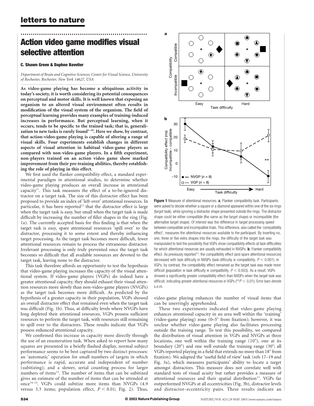 Action Video Game Modifies Visual Selective Attention