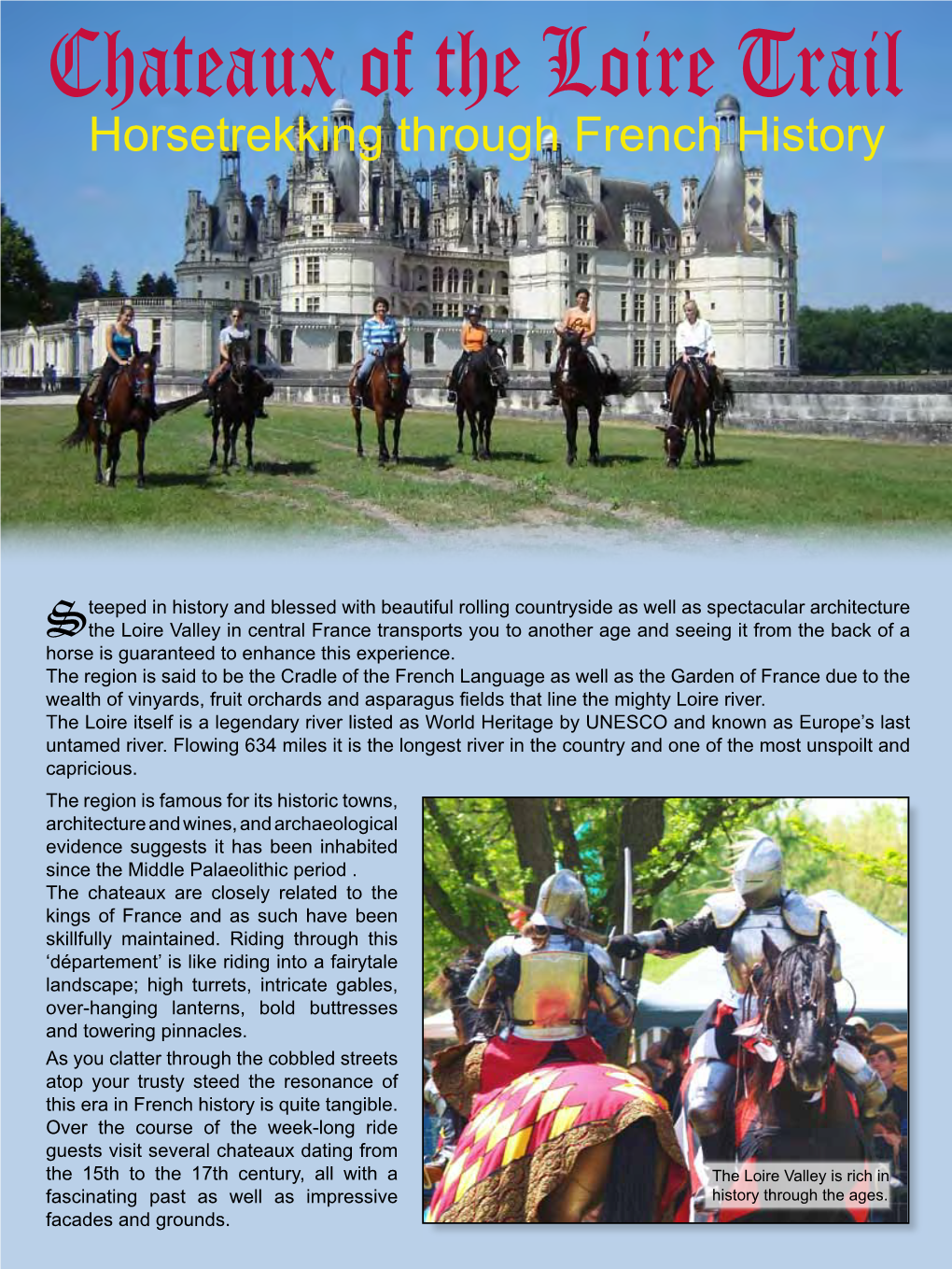 Chateaux of the Loire Trail Horsetrekking Through French History