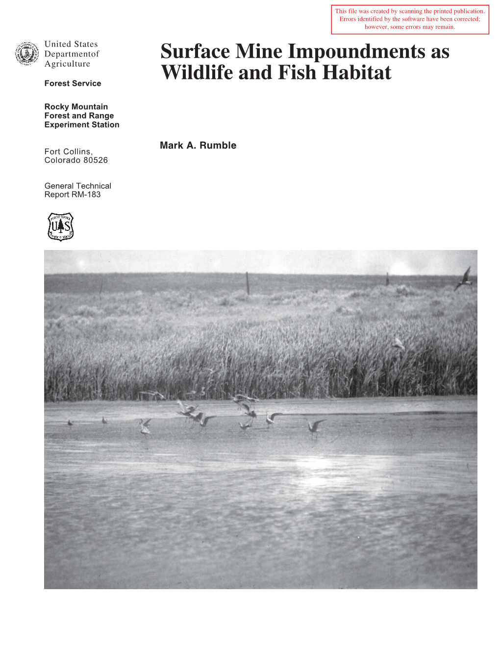 Surface Mine Impoundments As Wildlife and Fish Habitat