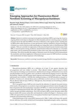 Emerging Approaches for Fluorescence-Based Newborn Screening of Mucopolysaccharidoses