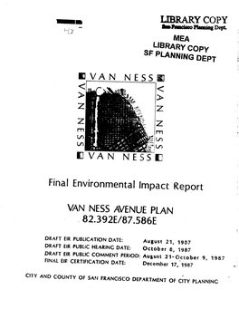 Final Environmental Imp ~~~ Port VAN NESS AVENUE