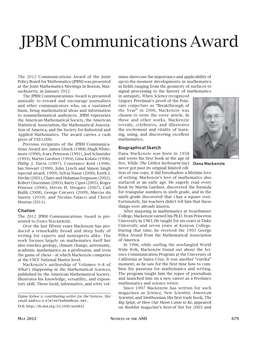 JPBM Communications Award
