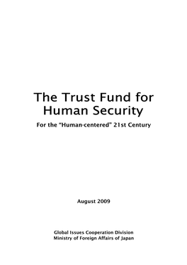 The Trust Fund for Human Security, an Advisory Board On