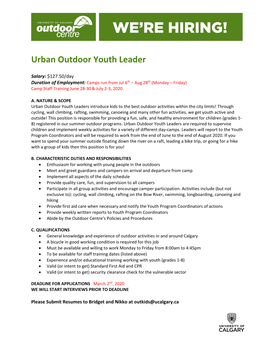 Urban Outdoor Youth Leader
