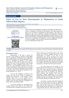 Effect of Tax on Price Determination in Minimarkets in South Sulawesi Bone Regency