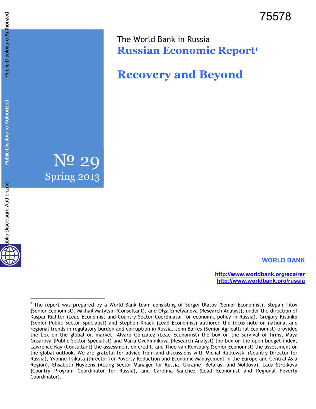 The World Bank in Russia Russian Economic Report1