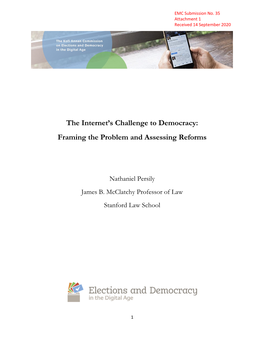 The Internet's Challenge to Democracy: Framing the Problem and Assessing Reforms