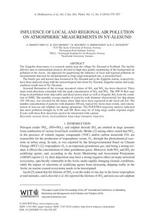 Influence of Local and Regional Air Pollution on Atmospheric Measurements in Ny-Ålesund