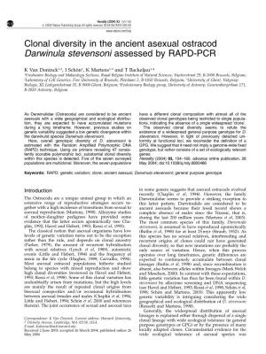 Clonal Diversity in the Ancient Asexual Ostracod Darwinula Stevensoni Assessed by RAPD-PCR