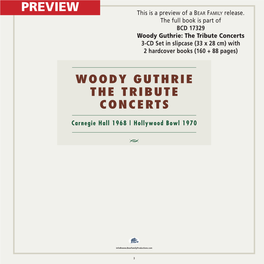 Woody Guthrie: the Tribute Concerts 3-CD Set in Slipcase (33 X 28 Cm) with 2 Hardcover Books (160 + 88 Pages)
