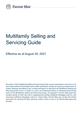 Multifamily Selling and Servicing Guide