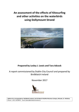 An Assessment of the Effects of Kitesurfing and Other Activities on the Waterbirds Using Dollymount Strand