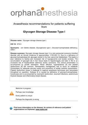 Glycogen Storage Disease Type I