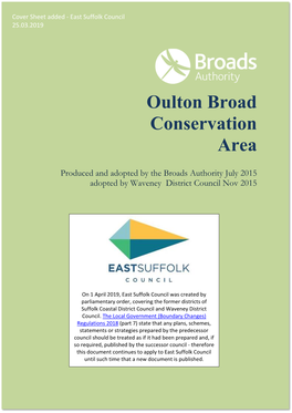 Oulton Broad Conservation Area Appraisal Adopted July 2015