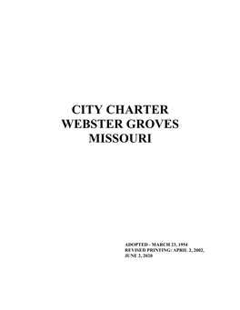 City Charter Webster Groves Missouri